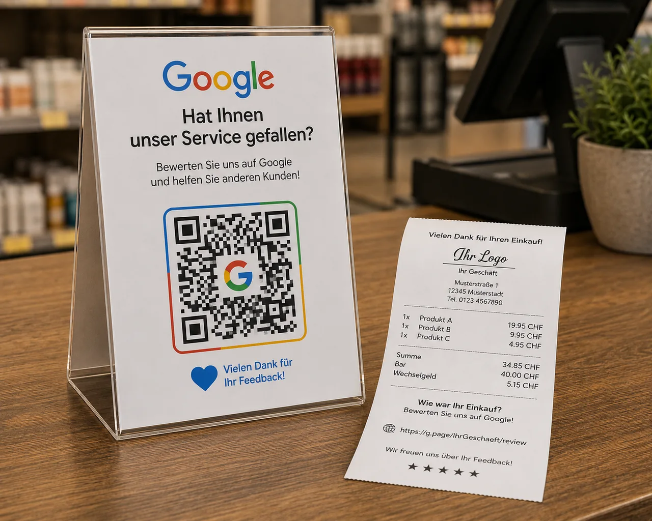 Ein QR-Code macht das Bewerten für Ihre Kundschaft besonders einfach.