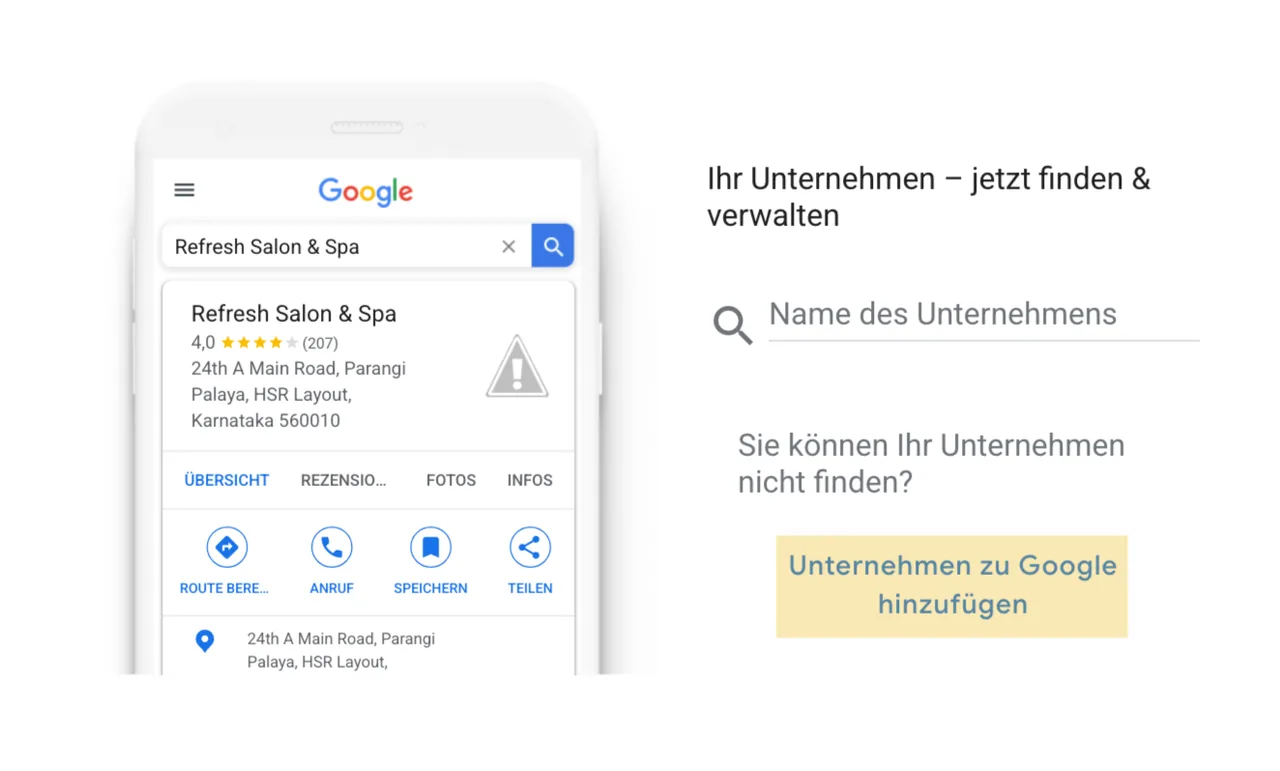 Der Einstieg: das Unternehmensprofil bei Google anlegen.